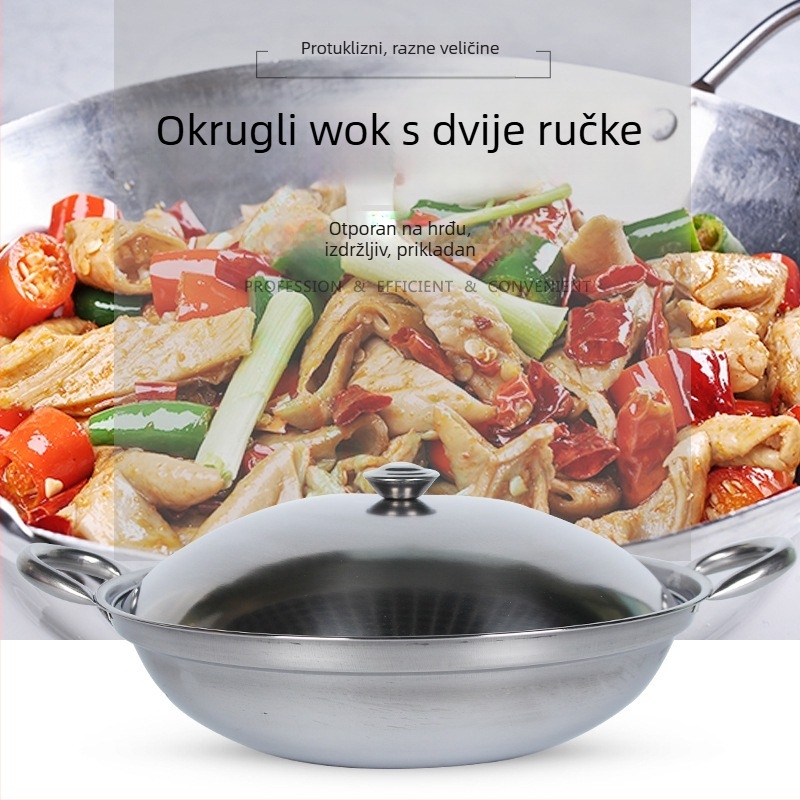 Nerđajući čelični lonac s poklopcem za dry pot, protiv preljeva, promjer 22–26 cm, za 1–2 osobe