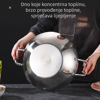 Nehrđajući čelik, trostruki sloj za hot pot s kovanim uzorkom lišća lotosa iznutra i izvana, Yin‑Yang lonac za prozirnu juhu