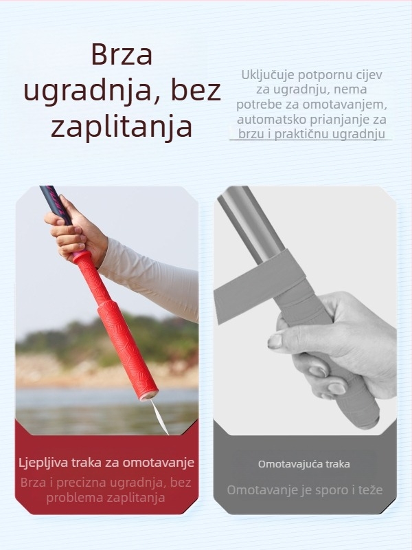Silikonska izolirana traka za držač štapa za ribolov, deblja i produžena, brzo postavljanje, antislip, upija znoj, visoke kvalitete
