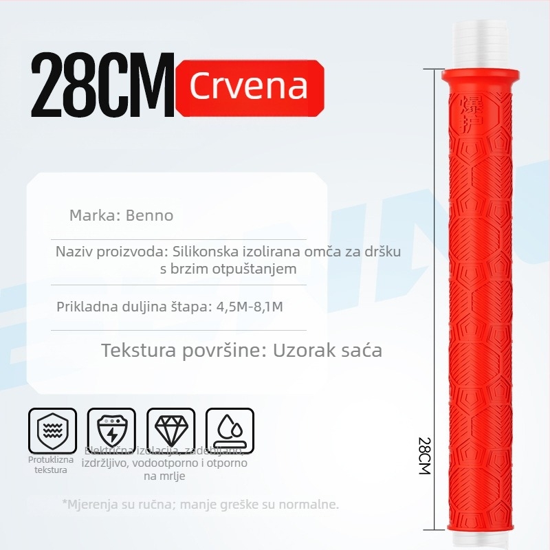 Silikonska izolirana traka za držač štapa za ribolov, deblja i produžena, brzo postavljanje, antislip, upija znoj, visoke kvalitete