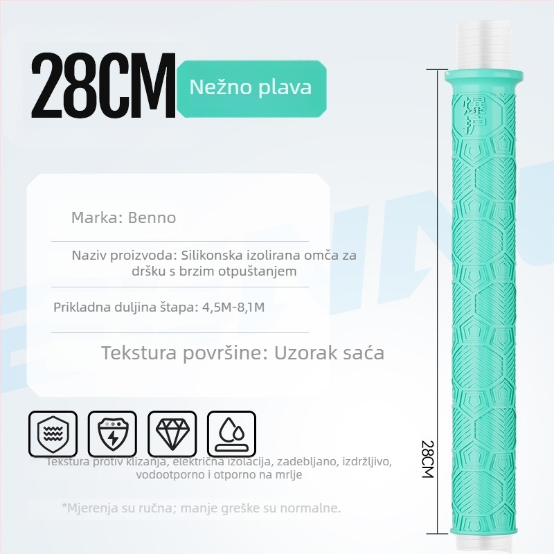Silikonska izolirana traka za držač štapa za ribolov, deblja i produžena, brzo postavljanje, antislip, upija znoj, visoke kvalitete