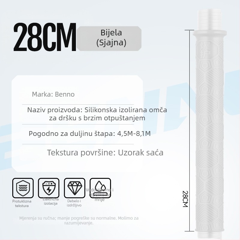 Silikonska izolirana traka za držač štapa za ribolov, deblja i produžena, brzo postavljanje, antislip, upija znoj, visoke kvalitete