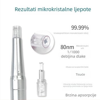 Nano električni uređaj za mikroneedling za hidrataciju mezoderma uz dostavu lyofiliziranih prašaka, MTS alat za lice s mikrokristalima