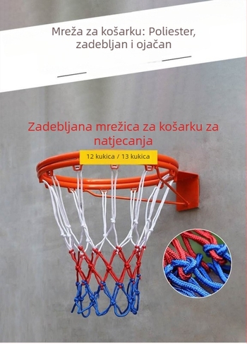 Plava mreža za košarku za vanjski standardni stalak, profesionalna natjecateljska kvaliteta, produžena i debela, izdržljiva