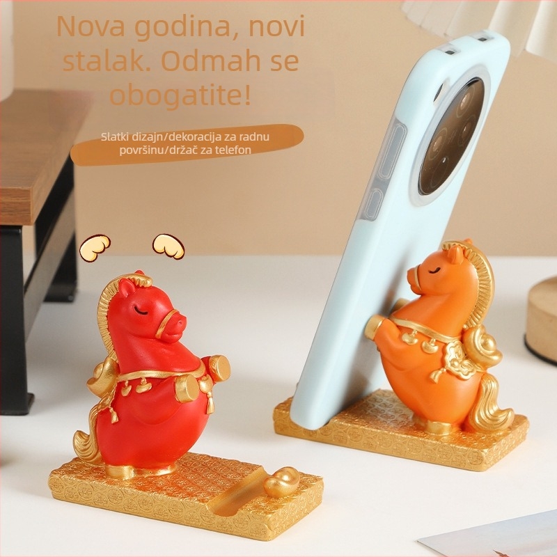 2026. godina Konja: stolni talisman, figura konja od smole sa držačem za telefon
