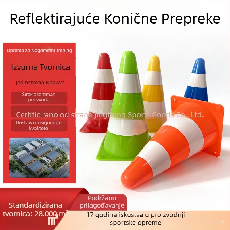 Nogometni konusi za trening 23 cm – reflektirajuće oznake za prepreke, u obliku sladolednog korneta