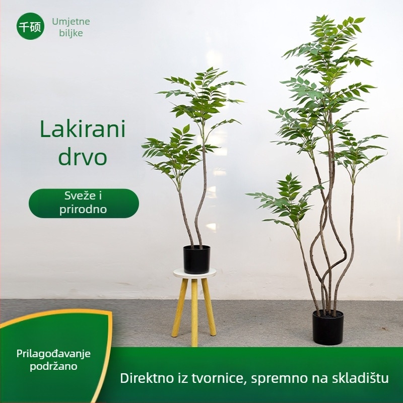 Novi model umjetne zelene biljke od lakiranog drveta, za unutarnju dekoraciju, biljka u saksiji za dnevni boravak i rekvizit za fotografiranje na otvorenom