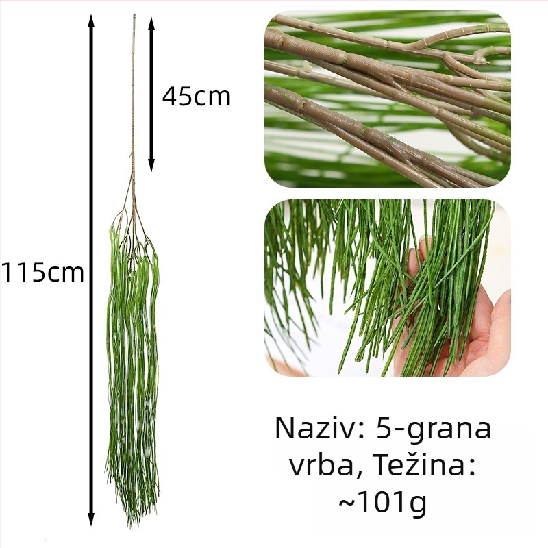 Umjetna Dragon's Whisker Grass viseća zelena dekoracija za vjenčanja, šumski stil, sintetički vinovi za cvjetne aranžmane