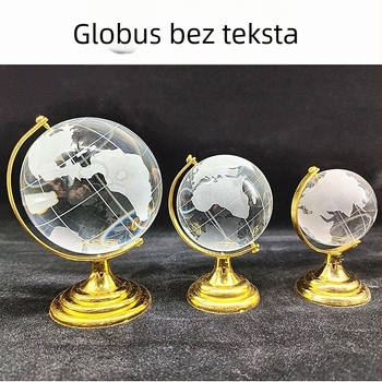 Kristalni globus s postoljem, rotirajuća staklena sfera s metalnim ukrasom, stolna dekoracija