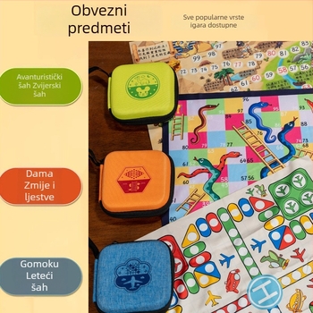 Mini džepni set društvenih igara: Gomoku, Beast Chess, Flying Chess, Adventure Chess, Snake Chess, Dama za dvije osobe, Obrazovna društvena igra