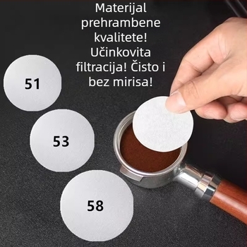 Okrugli papir za filtriranje kave, jednokratni, za moka lonac i espresso aparat, ručno pripremljeno, 58 mm, kutija