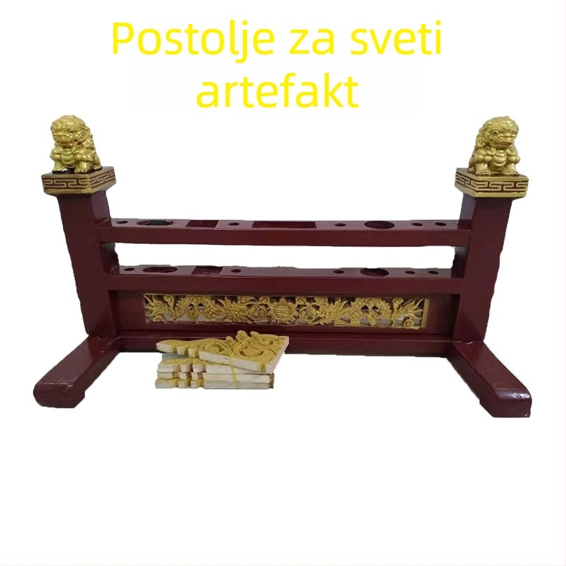 Taoiški ritualni set instrumenata s kukama i vilicama, zastavama i bazom, oltarne alate, talisman i pečati te tokeni, 55 cm, srednja veličina