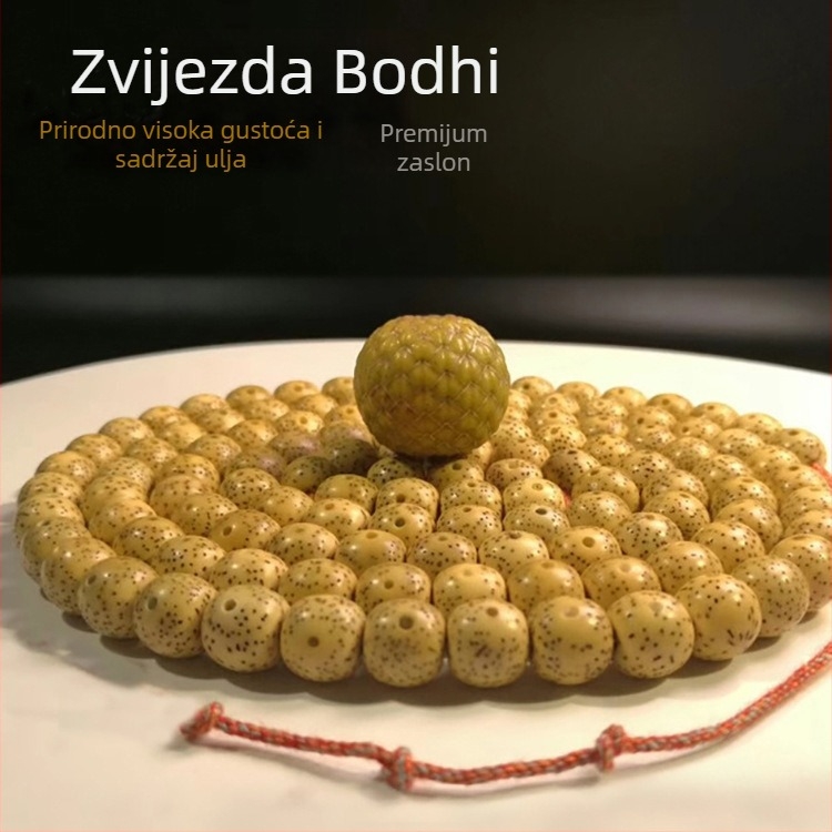 Xingyue Bodhi perle – 108 zlatnožutih Bodhi kuglica, visoka gustoća, Zen meditacija