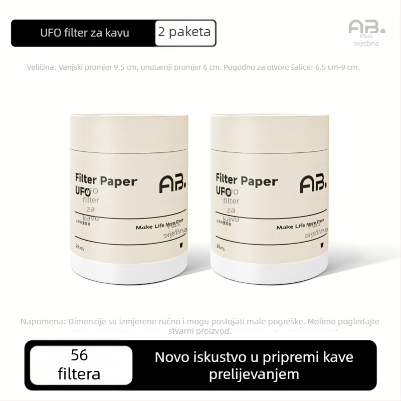 Filter papir za ručno pripremljenu kavu u obliki UFO-a, AB paket