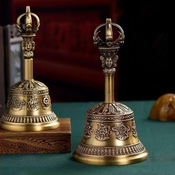 Brončani tibetanski Vajra zvon i Vajra štap za ritual, bakreni zvončići s pet i devet grana, ručni zvuk s jasnim tonom