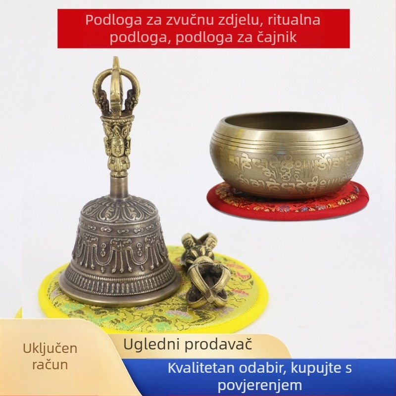 Nepalske ručno izrađene podloge za ritualne instrumente: podloga za zvučne zdjele, dno Buddha zdjele, podloga za Vajra zvono, prostirka za čajnik u klasičnom etničkom stilu