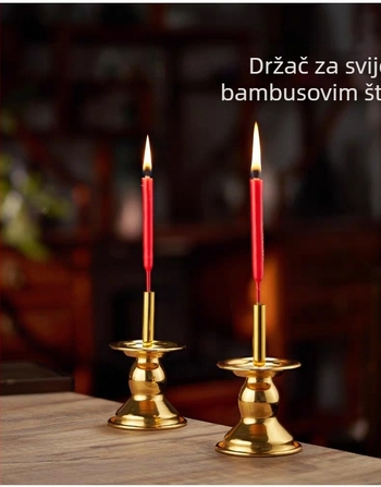 Statua Bude s držačem za svijeću od bambusa i podnožem za mirisne štapiće – ukras bogoslužja, svadbena dekoracija