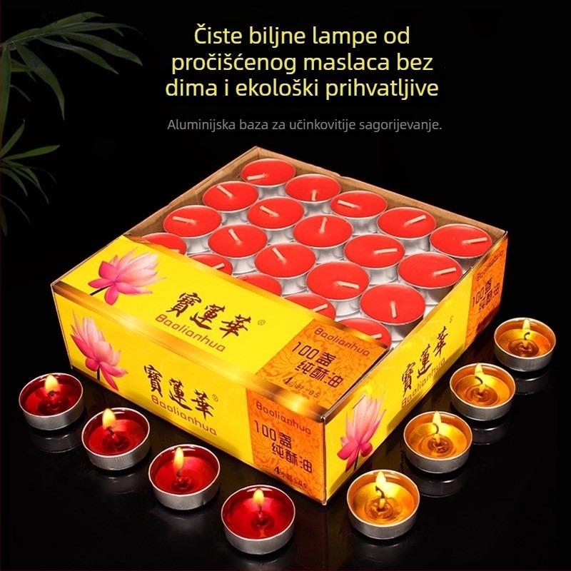 Baolianhua 4-satne masne lampe, 100 komada, biljno ghí za budističke oltare