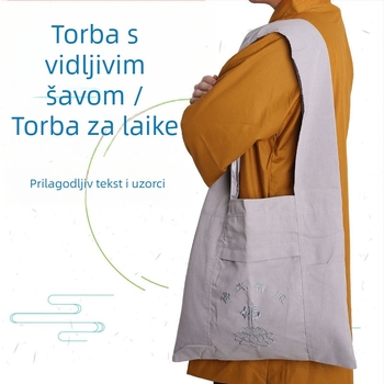 Torba u morsko-zelenoj boji za budističke praktikante; torba za redovnike i redovnice; vezenje s jasnim koncem; unisex torba za hodočašće i tamjan; motiv Arhat