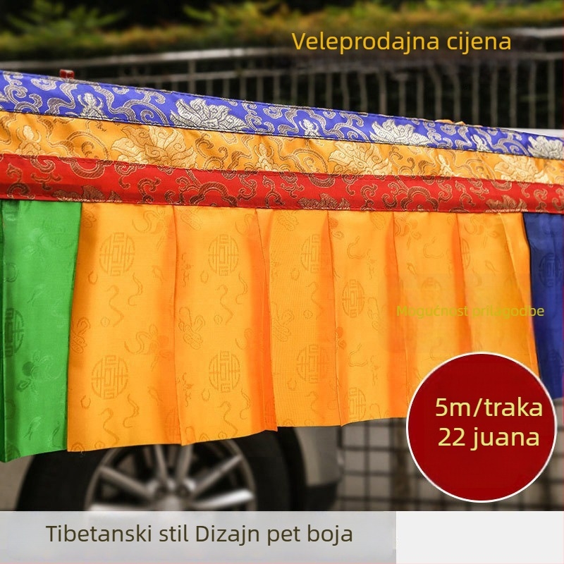 Pet boja tibetanskog stila zavjese za ukrašavanje budističkog hrama, pokrivači za zidove i stol, ručno izrađene