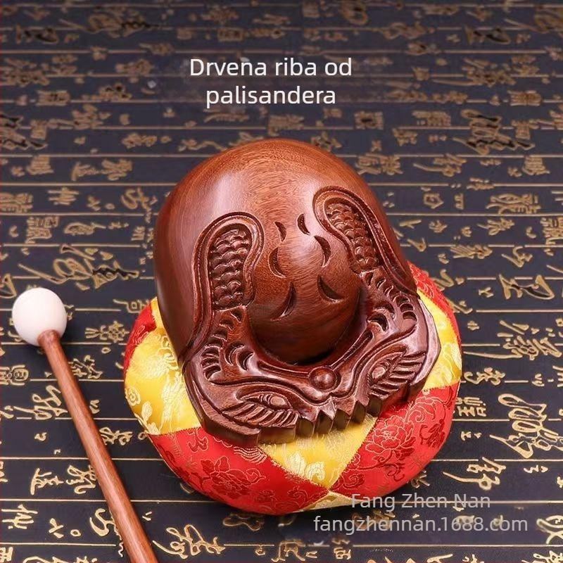 Drvena riba od ružinog drveta – ručno izrezbareni buddhistički ritualni alat, mala drvena figura
