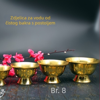 Mosazna zdjela za vodu s otvorima i visokim nogama — tibetanska ritualna čaša za vodu