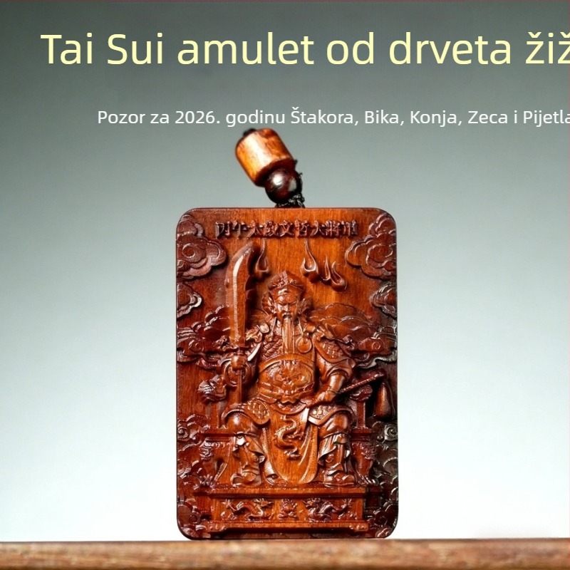 Drveni privezak – taoistički zaštitni amulet, 2026. godina konja
