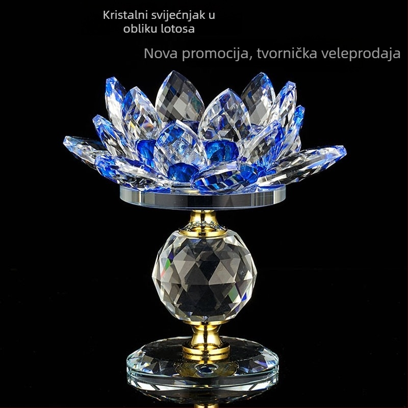 Kristalni lotos svijećnjak za Buddha oltar, ručno izrađeni držač lampe za kućni budistički oltar