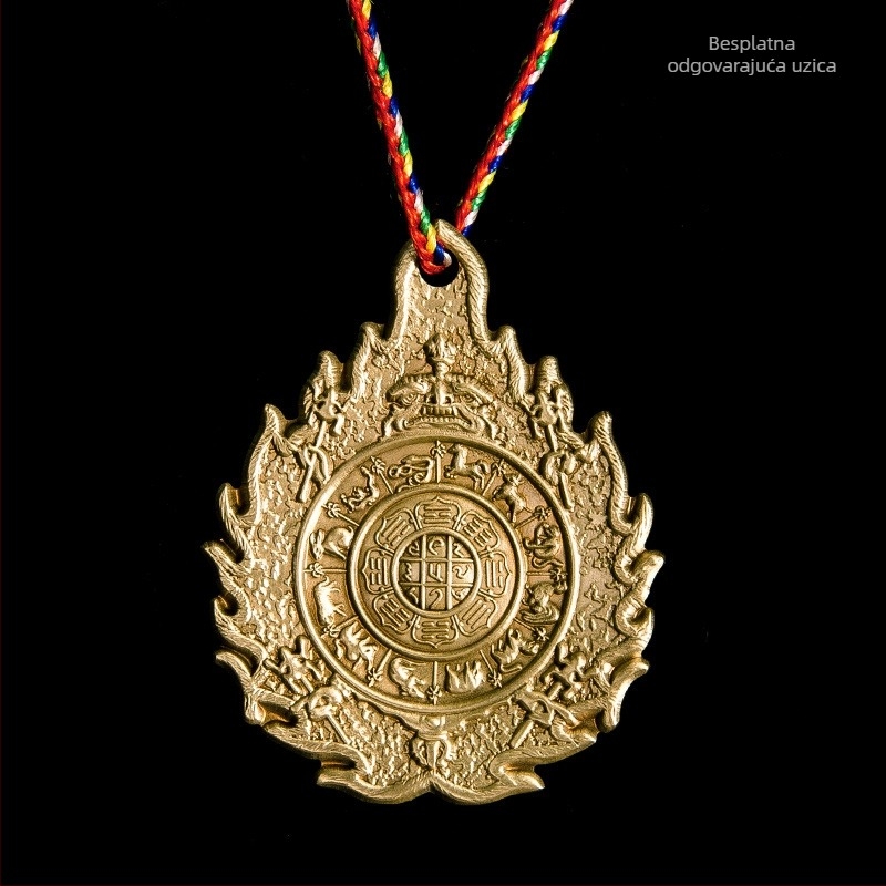 Bakreni kaiš-talisman s Manjushrijem, tibetanskog stila, dvanaest znakova zodijaka, devet palača i osam trigrami, za blagoslov