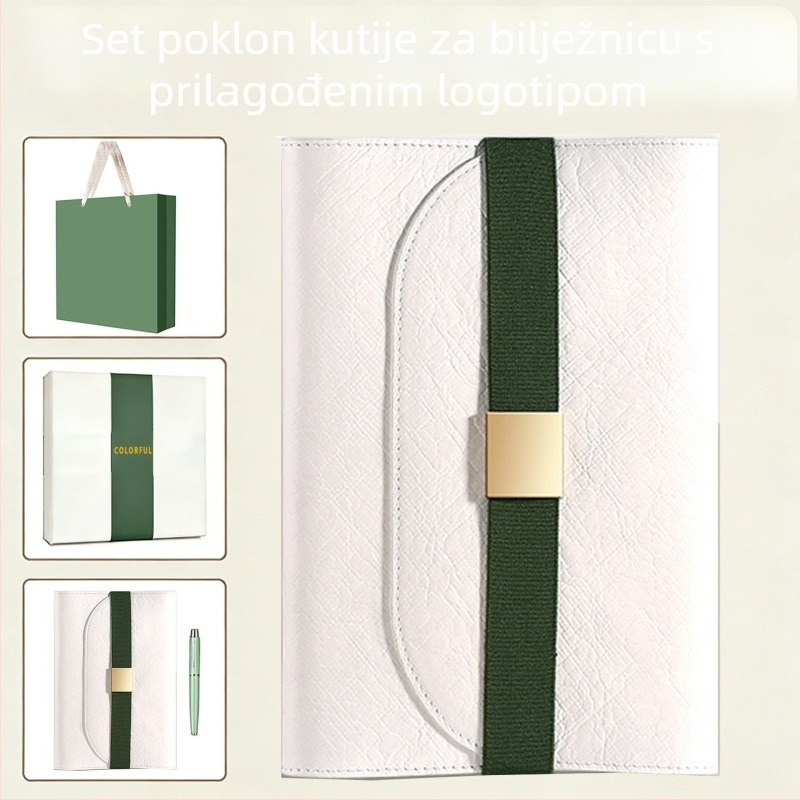 Set bilježnica s prilagođenim logom, ekološka mekana korica, kaiš, dnevnik za sastanke, moderan luksuzni dar