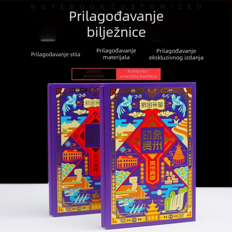 Guizhou putnička knjiga s prilagođenim pečatima i praznim unutarnjim stranicama – bilježnica u nacionalnom stilu i kreativni dnevnik