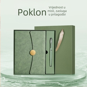 Set bilježnica u poklon kutiji s prilagođenim logom za poslovne sastanke – kožna korica