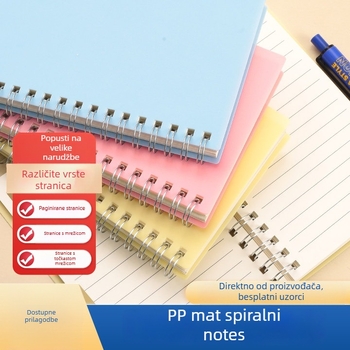 A5 blok s matnom PP koricom i spiralnim povezom, retro stil, 200 stranica, prilagođene stranice