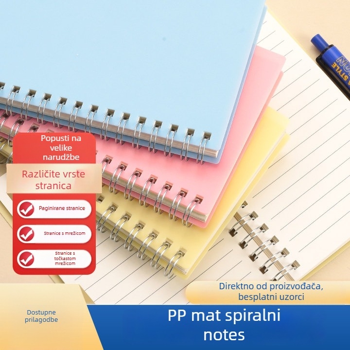 A5 blok s matnom PP koricom i spiralnim povezom, retro stil, 200 stranica, prilagođene stranice