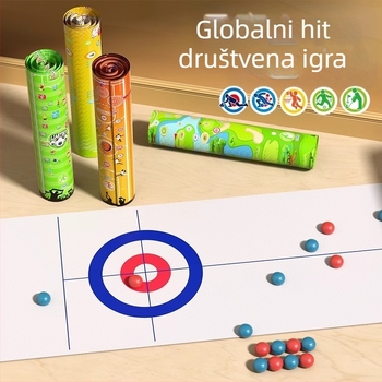 Dječja stolna igra za unutarnju upotrebu — mini curling i nogomet, prijenosna interaktivna igra za roditelje i djecu, dvoboj za dva igrača