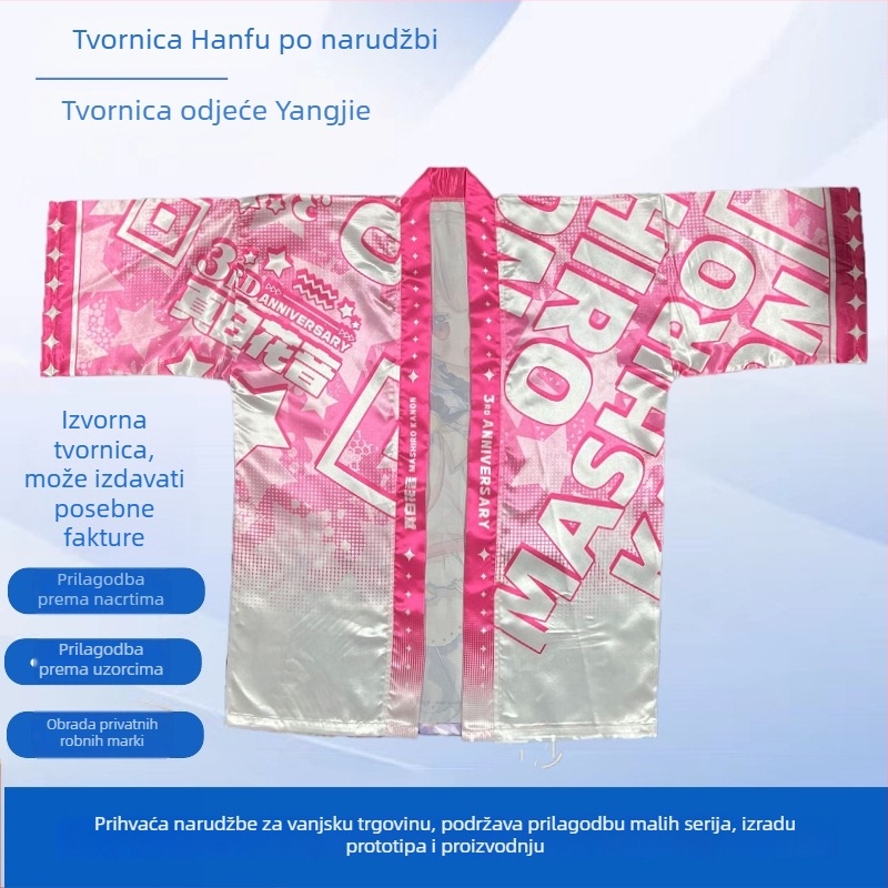 Prilagođeni Hanfu s digitalnom sublimacijom: kimono s kratkim rukavima, plašt yukata cardigan za obožavatelje anime