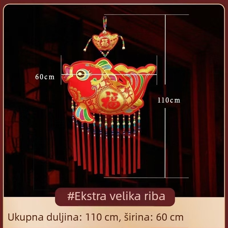 Veliki kineski čvor privesak u obliku ribe za dnevni boravak i ulaz – dekoracija za Novu godinu