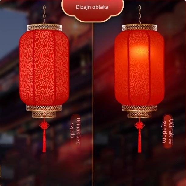Vanjski lampion od ovčje kože, viseća dekoracija sa simbolom sreće, crveni LED lampion