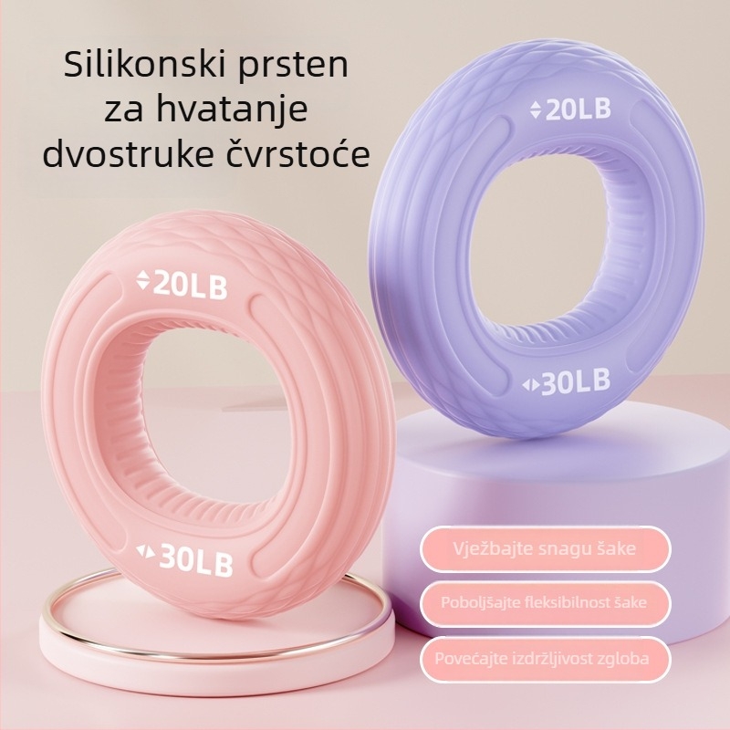 Dvostruko snažni silikonski prsten za hvatanje za trening podlaktice i ruke, snagu prstiju i fleksibilnost