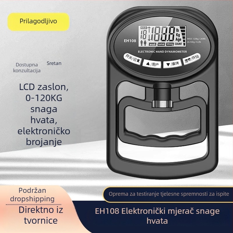 Elektronički tester snage stiska i dinamometar za rehabilitaciju, vježbanje zgloba zapešća, za muškarce i žene