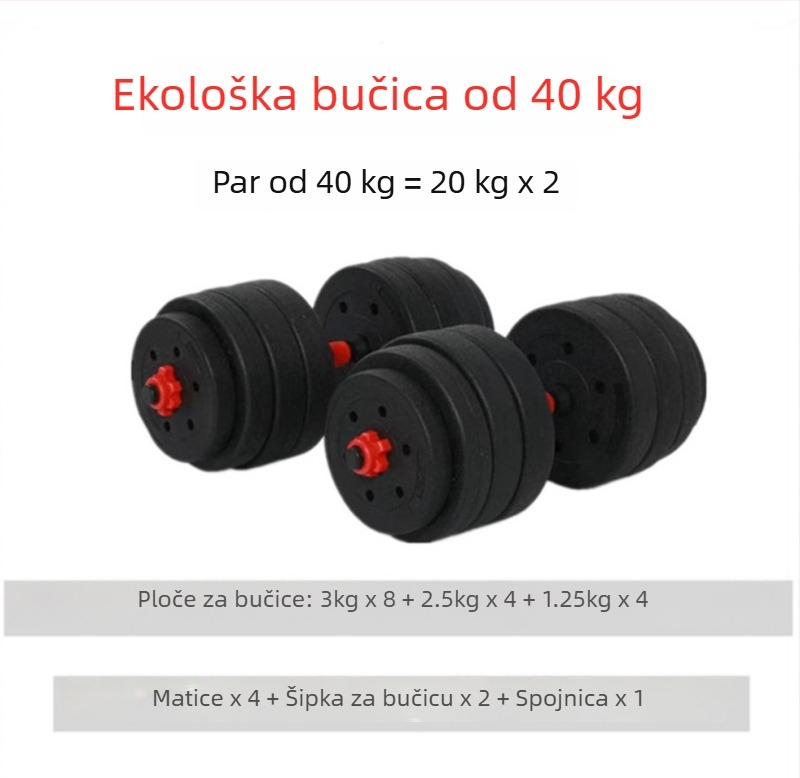 Ekološki cementni komplet bučica za kućnu uporabu, podesiv 20–30 kg, s šipkom i bučicama