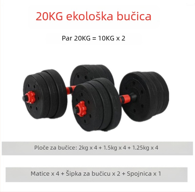 Ekološki cementni komplet bučica za kućnu uporabu, podesiv 20–30 kg, s šipkom i bučicama