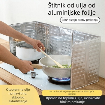 Velika aluminijska zaštitna ploča protiv prskanja ulja za plinski štednjak – otporna na prskanje, toplinska izolacija, izdržljiva