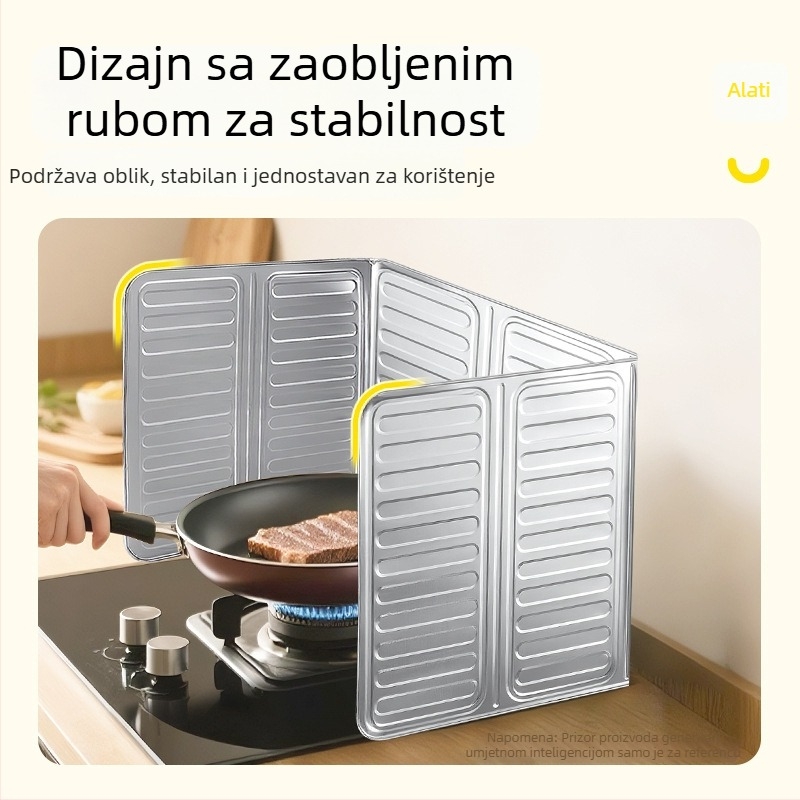 Velika aluminijska zaštitna ploča protiv prskanja ulja za plinski štednjak – otporna na prskanje, toplinska izolacija, izdržljiva