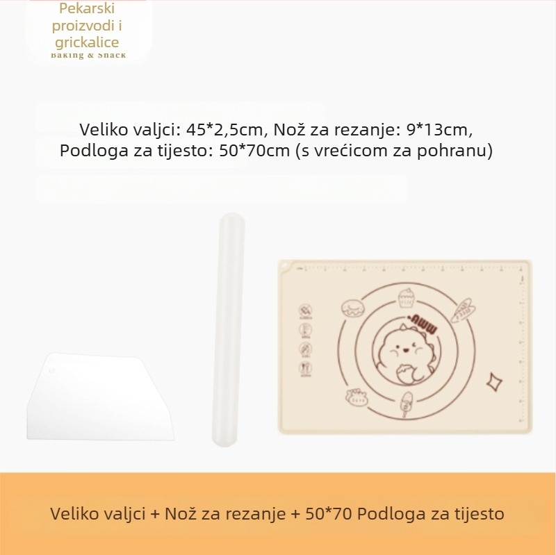 PP plastični valjak za tijesto, trodijelni set, nepreklizavajući, za hranu, podloge za razvaljivanje tijesta i knedle