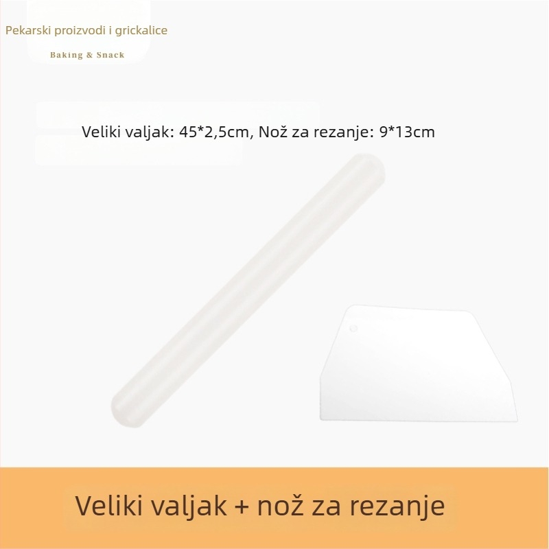 PP plastični valjak za tijesto, trodijelni set, nepreklizavajući, za hranu, podloge za razvaljivanje tijesta i knedle