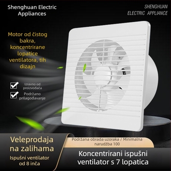 8-inčni zidni ventilator za kupaonu s prozorom, kružnog oblika, za WC i kuhinju