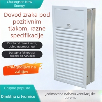 Ventil za pozitivan tlak zraka s višelistnim izbacivačem dima, izlaz za stubište, električno normalno zatvoren protupožarni ventil