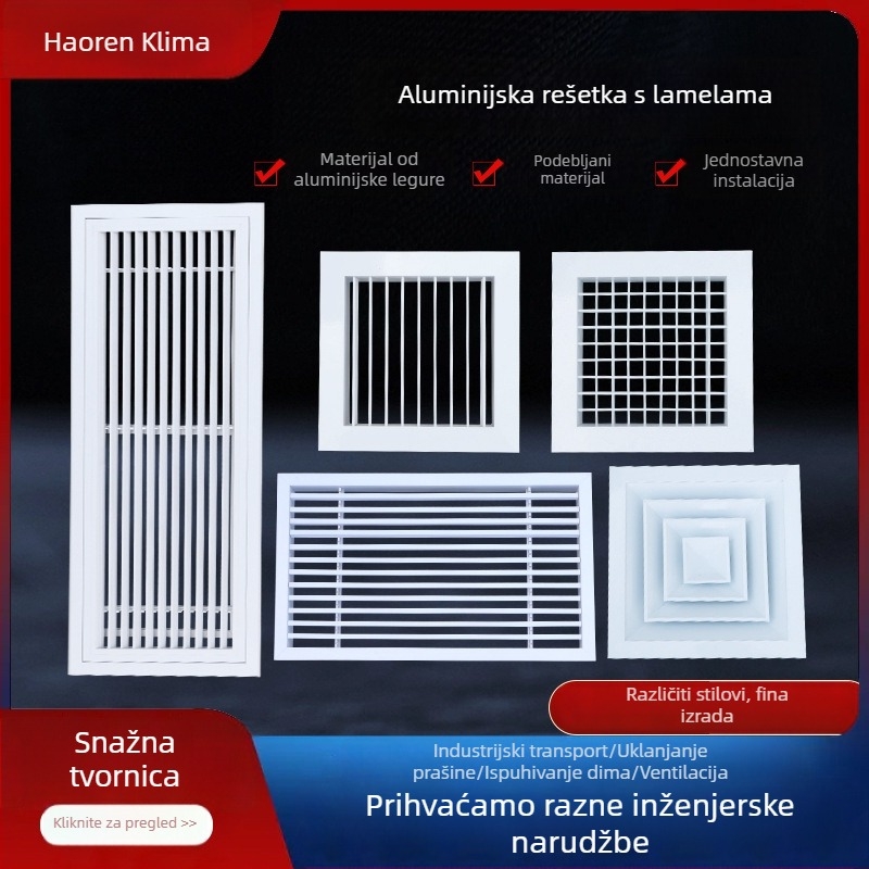 Otvor za zrak od aluminijske legure, dvostruki sloj, vodootporan, otklonjivi sustav zraka, rešetkastog stila