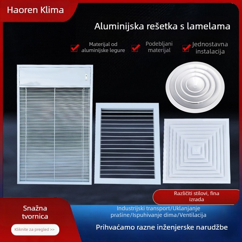 Otvor za zrak od aluminijske legure, dvostruki sloj, vodootporan, otklonjivi sustav zraka, rešetkastog stila